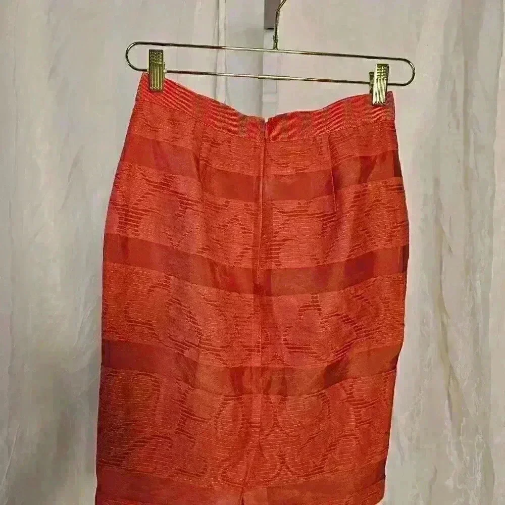 Ann Taylor Petites Size 0P Pink Print Cotton Pencil Skirt
